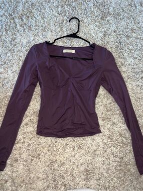 Long Sleeve Square Neck Top in Plum